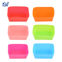 Moule à gâteau en silicone coloré standard pour outils Tasses de cuisson en silicone en forme de rectangle réutilisable