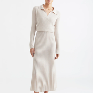 मोंगोलियन बुनाई स्कर्ट कश्मीरी स्ट्रिप स्कर्ट लुगम्य ठोस रंग कश्मीरी स्कर्ट - Product Image 2