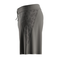 Shorts de bain personnalisés pour hommes, gris anthracite, camouflage ton sur ton, avec cordon de serrage à la taille et compartiment zippé sur un côté.