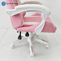 Chaise de bureau et de gaming ergonomique à dossier haut, confortable, réglable en hauteur, inclinable, pivotante, en similicuir rose