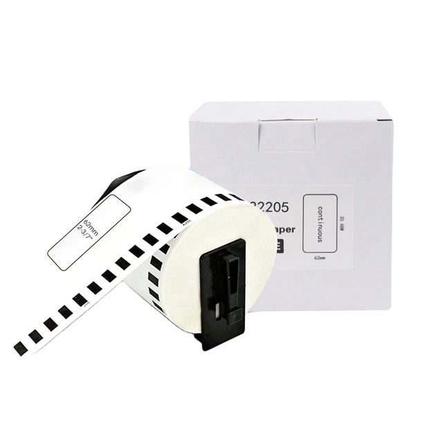 INK-TANK Compatible DK-22205 DK22205 DK 22205 Black on White Self Adhesive Thermal Paper Label Roll for Brother Printer