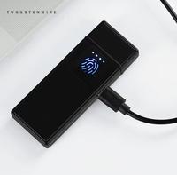 Petit briquet électronique moderne sans flamme en alliage de zinc, rechargeable par USB, avec écran tactile, 2 heures de charge, idéal pour les cadeaux promotionnels