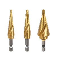Jeu de 3 forets étagés HSS titane M35/M2, queue hexagonale 1/4, foret conique multi-tailles pour perçage de l'acier inoxydable, du métal et du bois