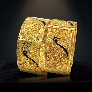 Bracelets de mode en gros Kada plaqués or 14K 18K 24K en laiton avec motif paon pour bijoux de mariages traditionnels - Product Image 4
