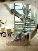 Escaliers de luxe européenne, design d'escalier incurvés d'intérieur en verre
