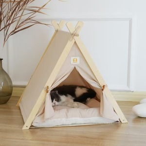 Tenda hewan peliharaan kayu pinus Modern dan portabel, rumah anjing tahan angin untuk semua musim dapat dilipat gaya klasik atau kartun - Product Image 3