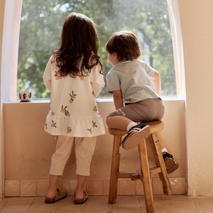 लड़की जैविक कपास कॉलर मुद्रित वसंत कार्डिगन पोशाक - Product Image 4