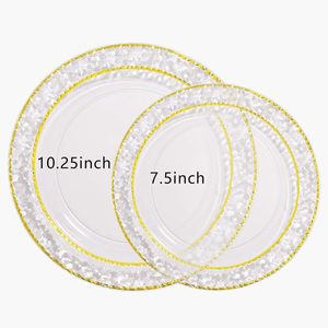 Assiette ronde en plastique de qualité supérieure pour desserts, style occidental, élégante et luxueuse, jetable pour les fêtes - Product Image 2