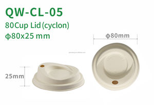 Tasse à café jetable biodégradable au micro-ondes sans BPA couvercle en papier de bagasse durable compostable écologique - Product Image 3