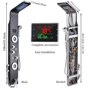 แผงฝักบัว LED แบบน้ำตกหัวฝนระบบนวดตัวเครื่องบินไอพ่นฝักบัวทำจากสเตนเลสสตีล - Product Image 6