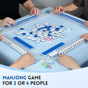 Juego de Mahjong Americano, 160 Fichas de Mahjong Americanas Grabadas en Acrílico Blanco y Azul, Juego de Mahjong con Estuche de Viaje Portátil - Product Image 3