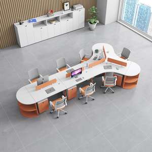 현대 사무실 워크 스테이션 2-4 인용 책상 멀티 직원 2-4 인 직원 책상 현대 사무실 가구 - Product Image 3