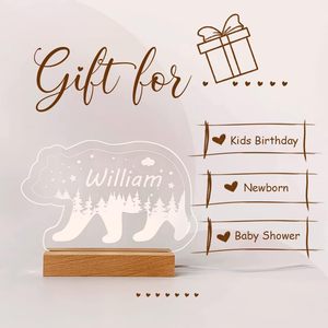 Luce notturna personalizzata per bambini, nome personalizzato orso lampada a Led per ragazze ragazzi, nome personalizzato luci notturne regalo per bambini - Product Image 5