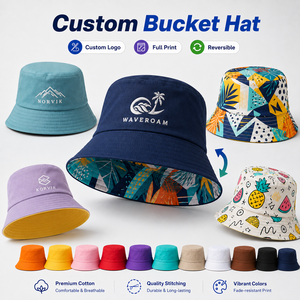 Chapeau Bob Unisexe en Coton avec Logo Brodé Graphique de Marque OEM pour l'Été, Protection Solaire, Pêche, Promotion d'Équipe - Product Image 1