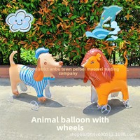 Ballon en forme d'animal en corde avec roue, ballon en film d'aluminium de dessin animé, jouet d'extérieur pour fête d'anniversaire, vente en gros d'usine