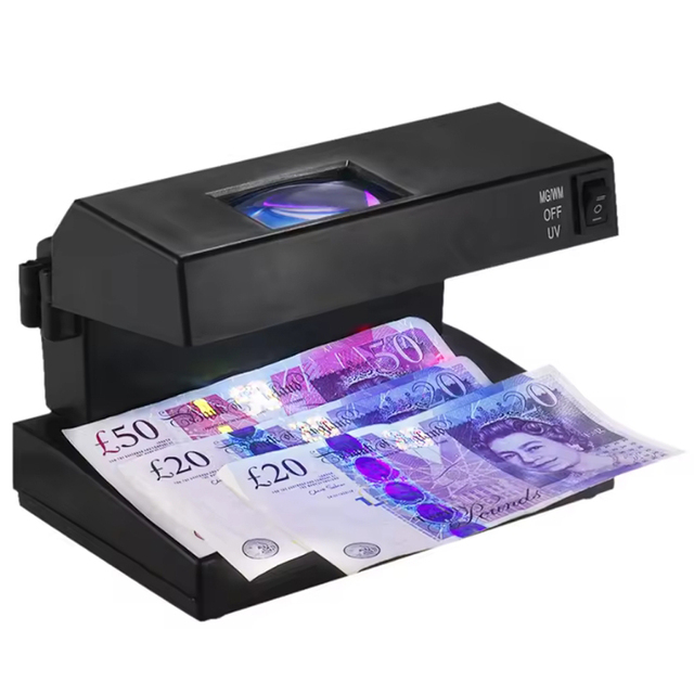 Portable Desktop Counterfeit Bill Detector Cash Currency Banknotes Notes Checker Machine Support Ultraviolet UV and Watermark