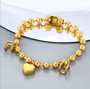 Brazaletes españoles <span class=keywords><strong>Pulseras</strong></span> Joyería <span class=keywords><strong>de</strong></span> moda Mujeres N Joyeria O <span class=keywords><strong>De</strong></span> <span class=keywords><strong>50</strong></span> Joyería Calidad superior 316L Cuentas <span class=keywords><strong>de</strong></span> oro Pulsera U - Product Image 2