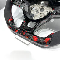 Direktvertrieb Rotes Geschmiedetes Carbon-Faser-LED-Wildleder-Lenkrad Passend für Volkswagen MK7 MK3 MK5 MK6 GTI GOLF Jetta CC Polo