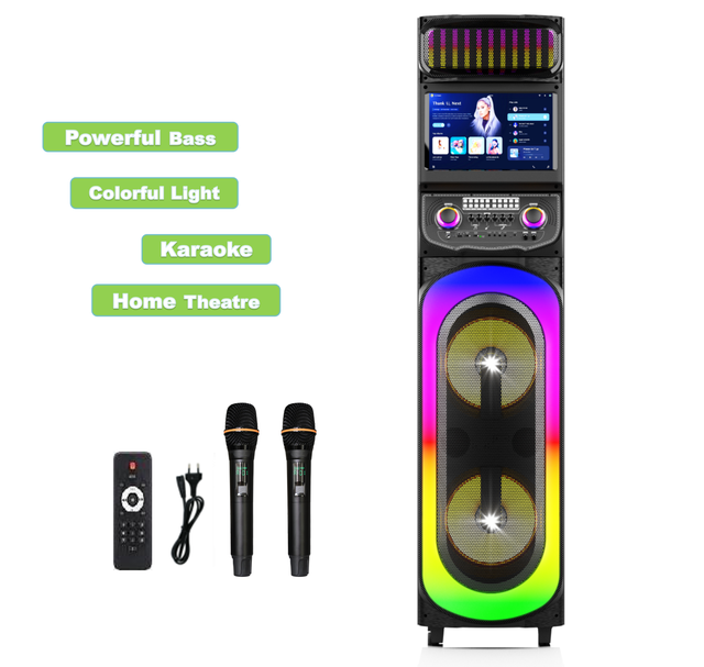 2026 New Powerful Home Karaoke Speaker with Mic 12 Inch Party Speaker with Screen Best Sell Big Party Speakers for DJ Party