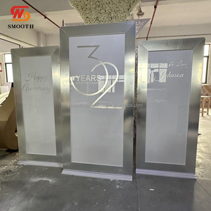 Suave nuevo diseño personalizado acrílico blanco telón de fondo gran acrílico telón de fondo evento boda Pvc telón de fondo decoración de escenario - Product Image 6