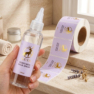 Custom Printing Private Product Logo Adhesive Waterproof 30 ml Bottle Gold Foil Sticker for Cosmetic Bottles - Product Image 1