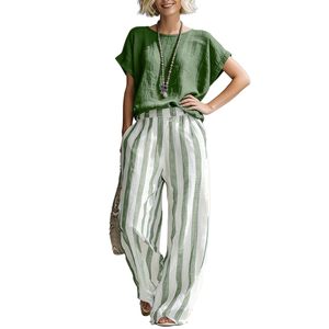 Women's Striped <b>Linen</b> <b>Trousers</b> Blue White <b>Wide</b> <b>Leg</b> Casual Pants S M L XL 2XL Europe America Style - Product Image 5