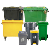 Poubelle à pédale en plastique 50L/70L/100L/120L/240L/360L/660L/1100L avec roues et pédale