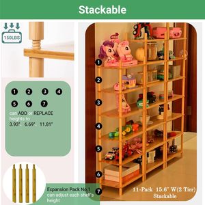 <b>Desktop</b> <b>Shelf</b> 2 Tier Bamboo Storage Rack For Kitchen Counter Cosmetics Snacks Figurines Organization - Product Image 3