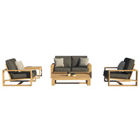 Canapé Morand en teck de style nordique, mobilier de loisirs extérieur personnalisé, résistant à l'eau, aux UV et à la corrosion, pour patios et jardins