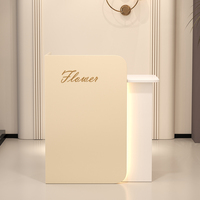 Petit bureau d'accueil à LED blanc simple Salon de beauté pour hôtel Spa Salon Restaurant Mobilier de bureau Bureau de travail avec armoire