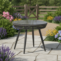 Table de jardin populaire avec plateau en verre trempé, table ronde pour balcon, restaurant
