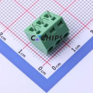 DB127S-3.81-3P-GN-S Screw Terminal Block P=3.81mm Connector ( Construction: 1x3P )( Pitch: 3.81mm )( Color: Green ) - Product Image 2