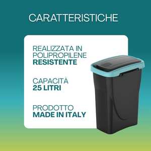 Contenitore in Plastica da 25 Litri con Coperchio a Battente, Contenitore Modulare per Raccolta Rifiuti, Uso in Cucina e Bagno - Product Image 3