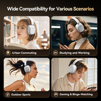 Casque sans fil T11 supra-auriculaire avec réduction de bruit ANC 5.4, son stéréo HiFi, idéal pour le gaming et longue autonomie de la batterie