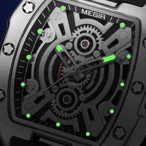 Reloj de Pulsera Deportivo Megir 8116G 8116 para Hombre, con Correa de Silicona, Manecillas Luminosas, Esfera Tonneau, Cuarzo, Resistente al Agua - Product Image 6