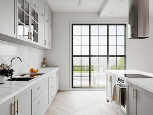 Úc MDF Sơn Mài Đã Sẵn Sàng Để Lắp Ráp Trắng Matt Màu Shaker Cửa Hiện Đại Thiết Kế Modular Tủ Bếp Với Vàng Xử Lý - Product Image 2