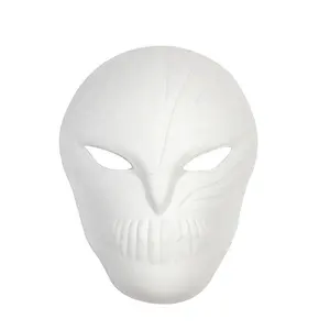 Pulp Blank Hand Painted Cosplay Mask For Festival, Paintable Paper Scary Masks For Sale, DIY Blank White Paper Ghost Rider Mask