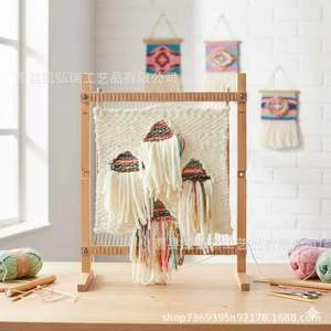 Wooden vertical weaving frame DIY textile machine tapestry weaving tools <b>cloth</b> loom foldable scarf weaving frame - Product Image 2