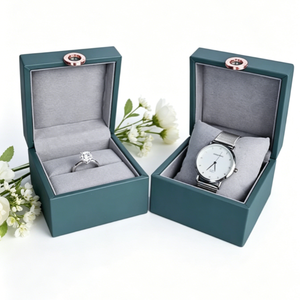 Boîte de rangement élégante pour bijoux de couleur verte avec bouton en or rose pour l'organisation de tous types de bijoux - Product Image 2