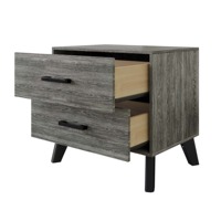 Table de chevet moderne en bois d'ingénierie gris foncé, durable, style mid-century, service OEM