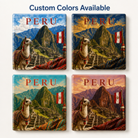 Aimant de réfrigérateur en céramique souvenir du Pérou, carré, Machu Picchu, lama, imprimé artistique, aimant de réfrigérateur OEM ODM personnalisé, vente en gros