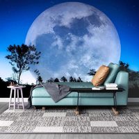 Wallpaper 8D Tiga Dimensi Permukaan Bulan Cekung-Cembung Kain Tanpa Sambungan Tahan Air Perekat Diri dengan Sentuhan Embos Vintage