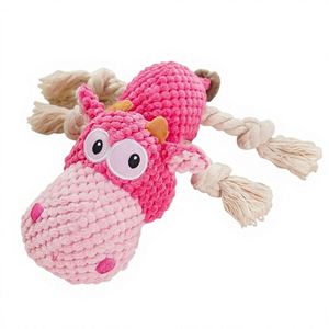 Nouveau jouet interactif pour chien et chat, peluche qui émet des sons, résistant aux morsures, avec design anti-ennui - Lion et Hippopotame 25-30cm - Product Image 3