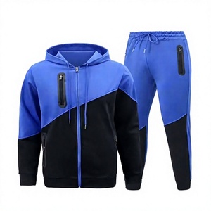 Vêtements de sport pour hommes, survêtements streetwear en coton/polyester, pantalons légers à séchage rapide, sweats à capuche, bas de pantalon zippé, patchwork, vêtements de sport - Product Image 1