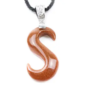 Wholesale Gold Sand Stone Precious Crystal Gemstone Snake Craft Pendant Necklace Women Men Jewelry