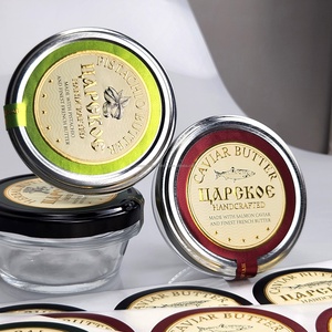 Boîte à caviar de luxe personnalisée avec impression dorée en relief, emballage texturé de haute qualité, étiquette autocollante imperméable et résistante au froid pour caviar - Product Image 4