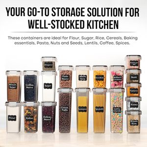 BPA-Free Plastic Set of 48 Airtight Kitchen <b>Pantry</b> Storage Box Food <b>Containers</b> Organisation with <b>Labels</b> Marker and Spoons - Product Image 6