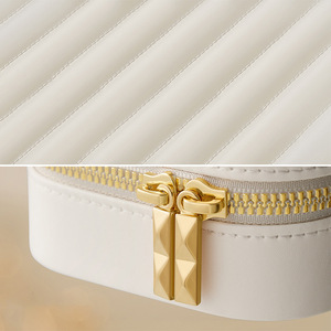 Wholesale Portable PU Leather Zipper Jewelry Travel Case with <b>Mirror</b> for Ring Bracelet Necklace Earring Detachable Storage Box - Product Image 6