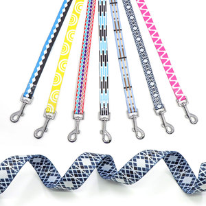 Laisse pour chien en nylon à motif géométrique, réfléchissante, style classique pour chiens - Product Image 5