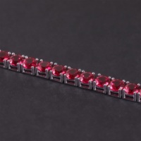 7IN Silber Edelstein Armband 5MM Pigeon Blood Red Lab Grown Ruby Silber Frauen Runde Tennis Armband